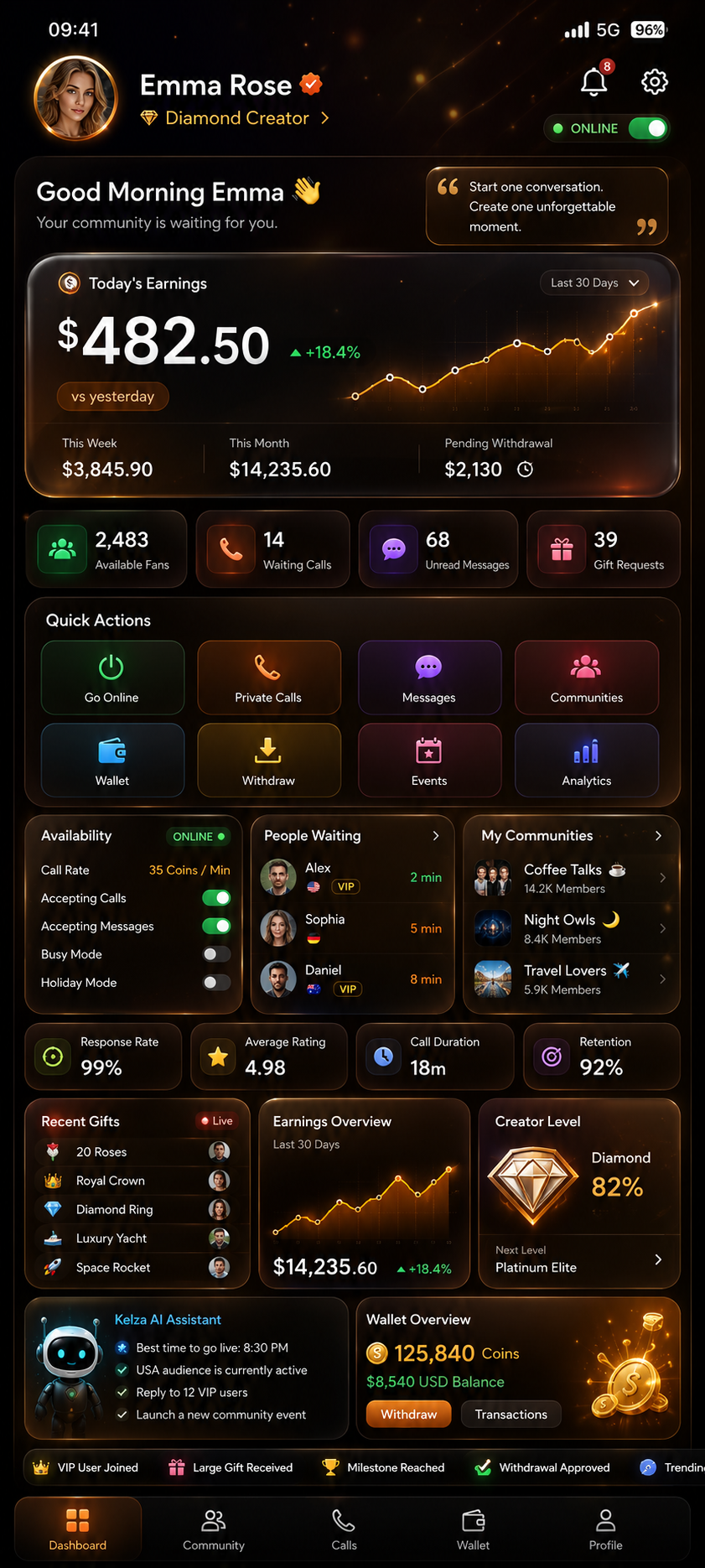 Creator Home Screen